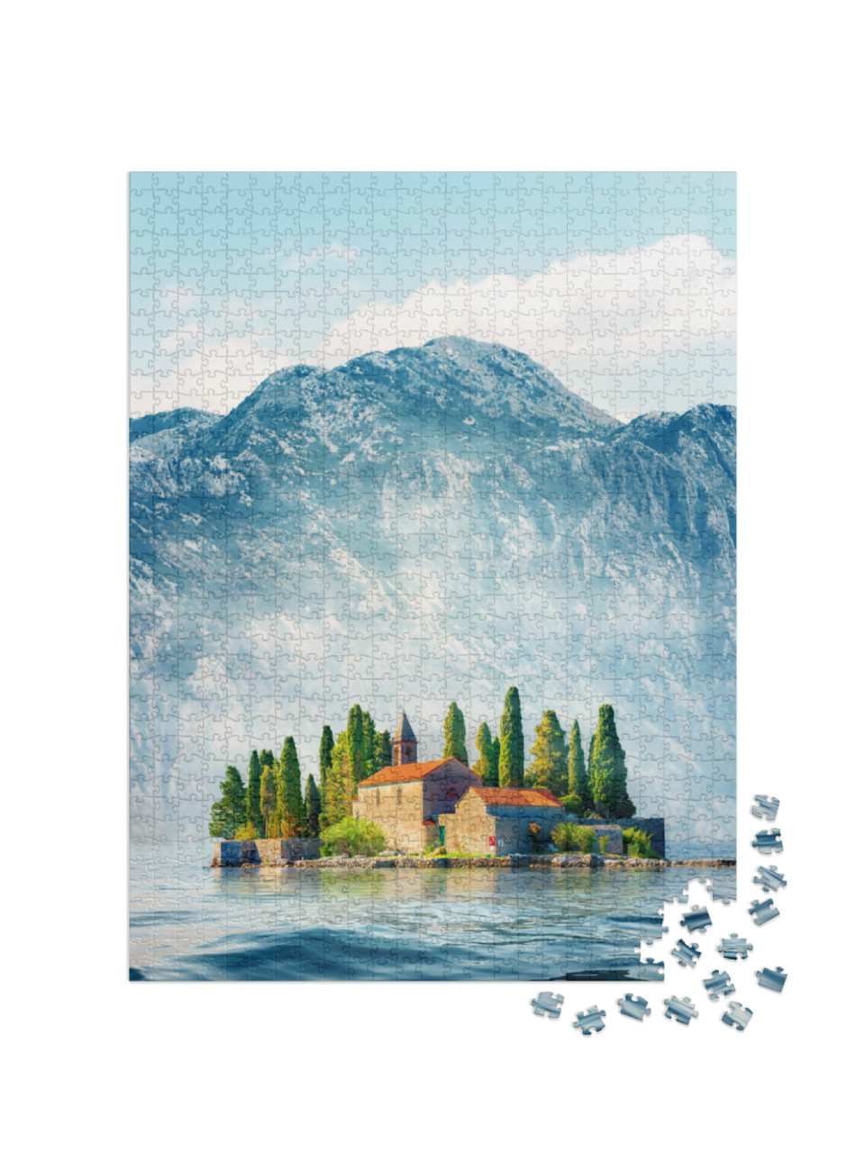Puzzle 1000 Teile „Landschaft der St. George Insel, Bucht von Kotor, Montenegro“