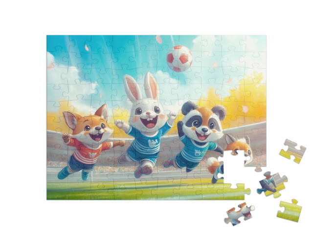 Puzzle 100 Teile „Das große Fußballturnier“