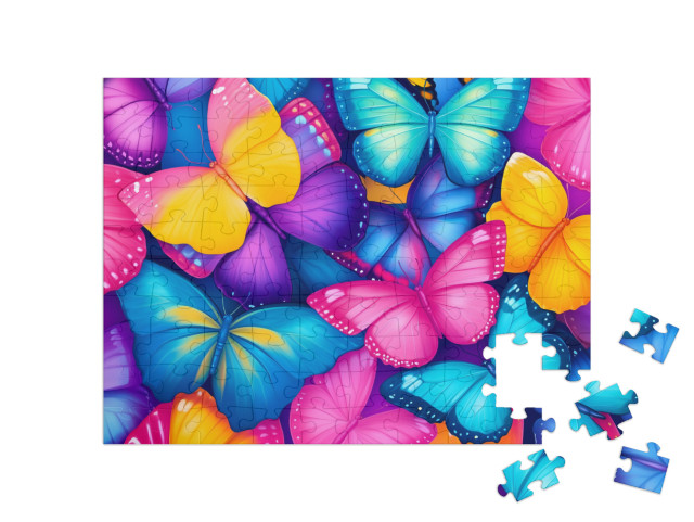 Puzzle 100 Teile „Das bunte Schmetterlingsparadies“