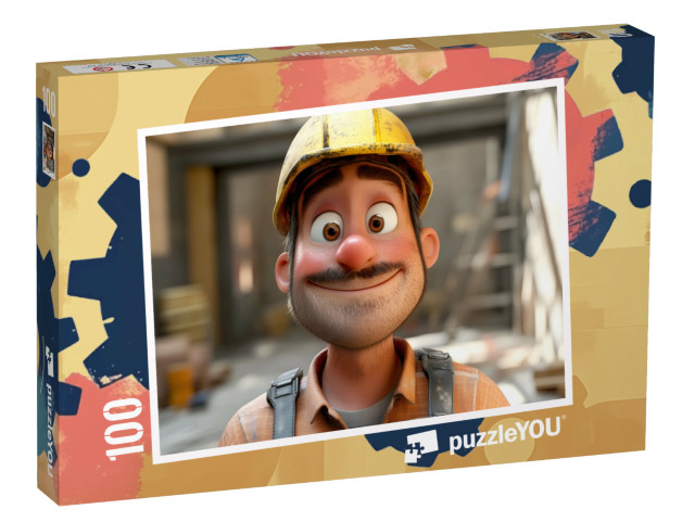 Puzzle 100 Teile „Der freundliche Bauarbeiter mit Helm“