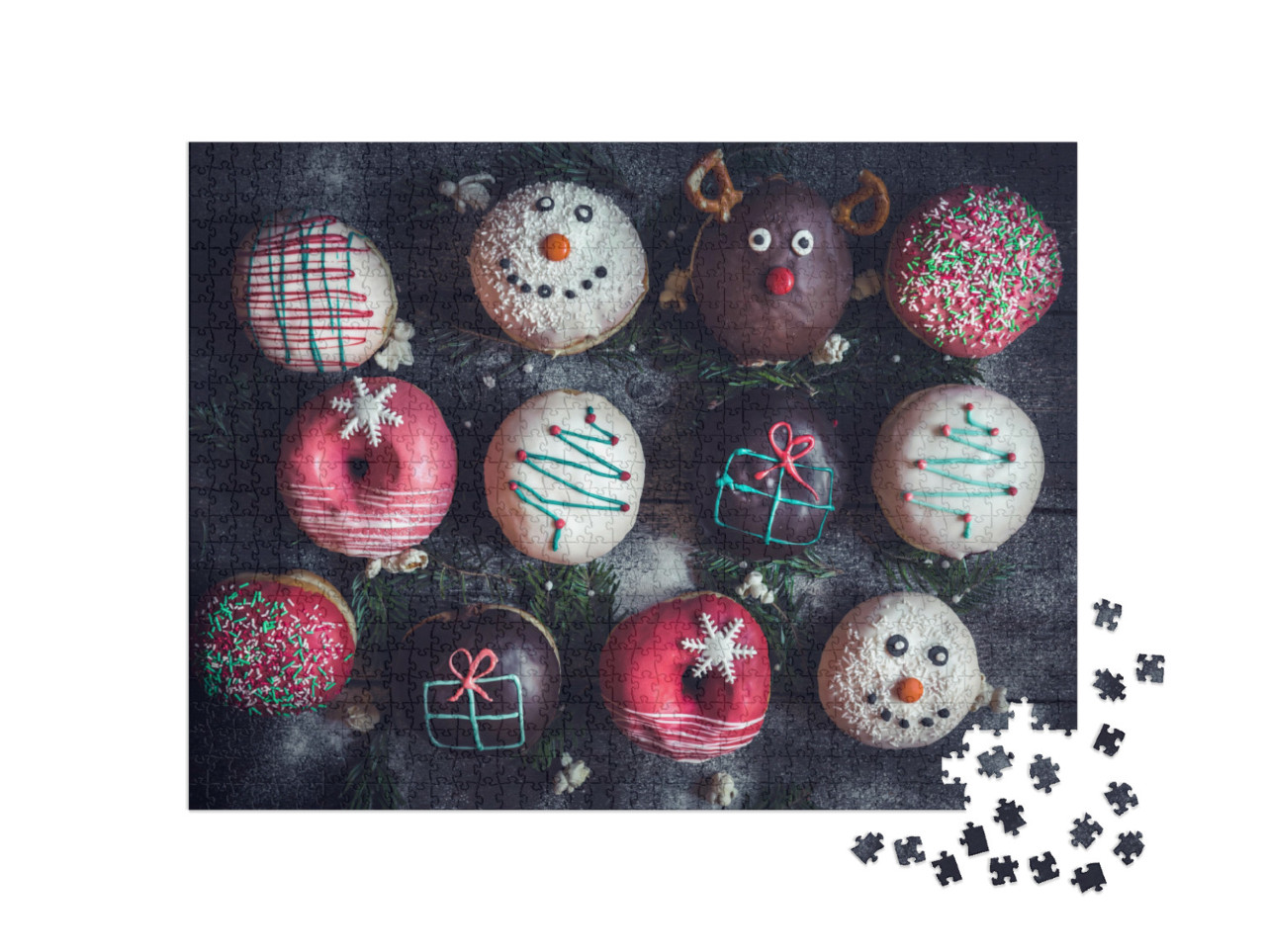 Puzzle 1000 Teile „Hausgemachte Weihnachtsdonuts“