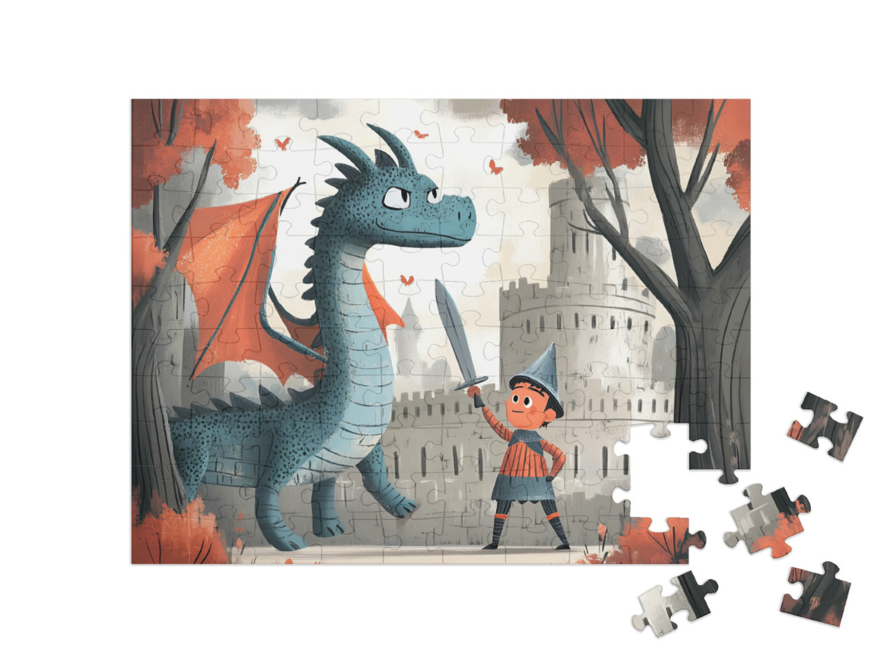 Puzzle 100 Teile „Ritter Kuno mit dem magische Drachenschwert“