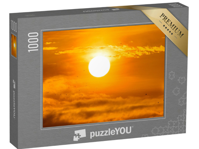 Puzzle 1000 Teile „Flug kleiner Vögel im goldenen Sonnenaufgang“