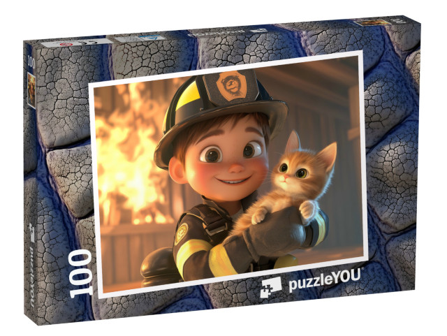 Puzzle 100 Teile „Feuerwehrmann Max im Einsatz“