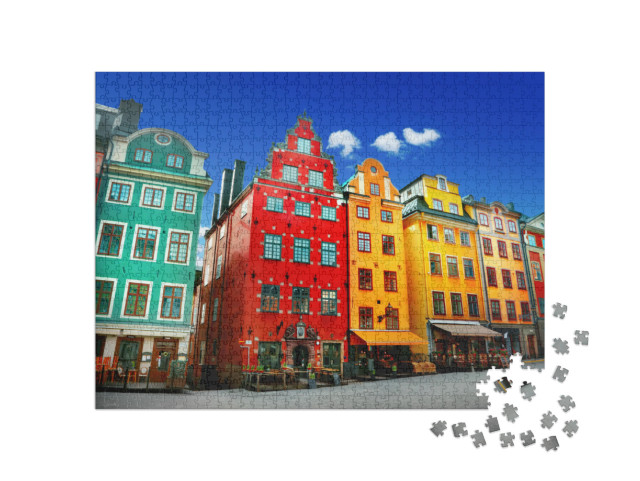 Puzzle 1000 Teile „Bunte Häuser von Stockholm“