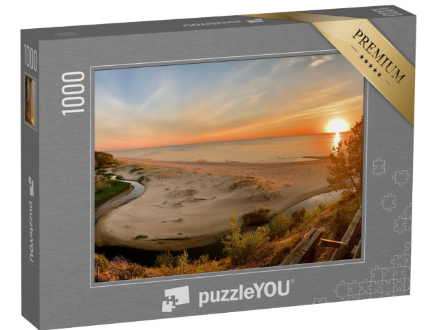 Puzzle 1000 Teile „Panoramablick auf Ostsee und Strand bei Sonnenuntergang, Saulkrasti, Lettland“