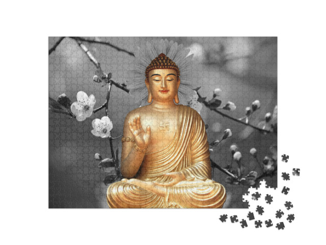 Puzzle 1000 Teile „Schöne Buddha-Tapete, Illustration in 3D“