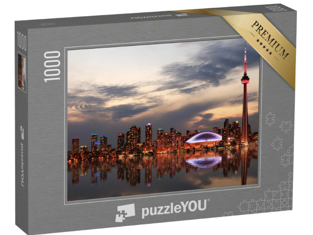 Puzzle 1000 Teile „Bunte Skyline: Sonnenuntergang in Toronto, Ontario, Kanada“
