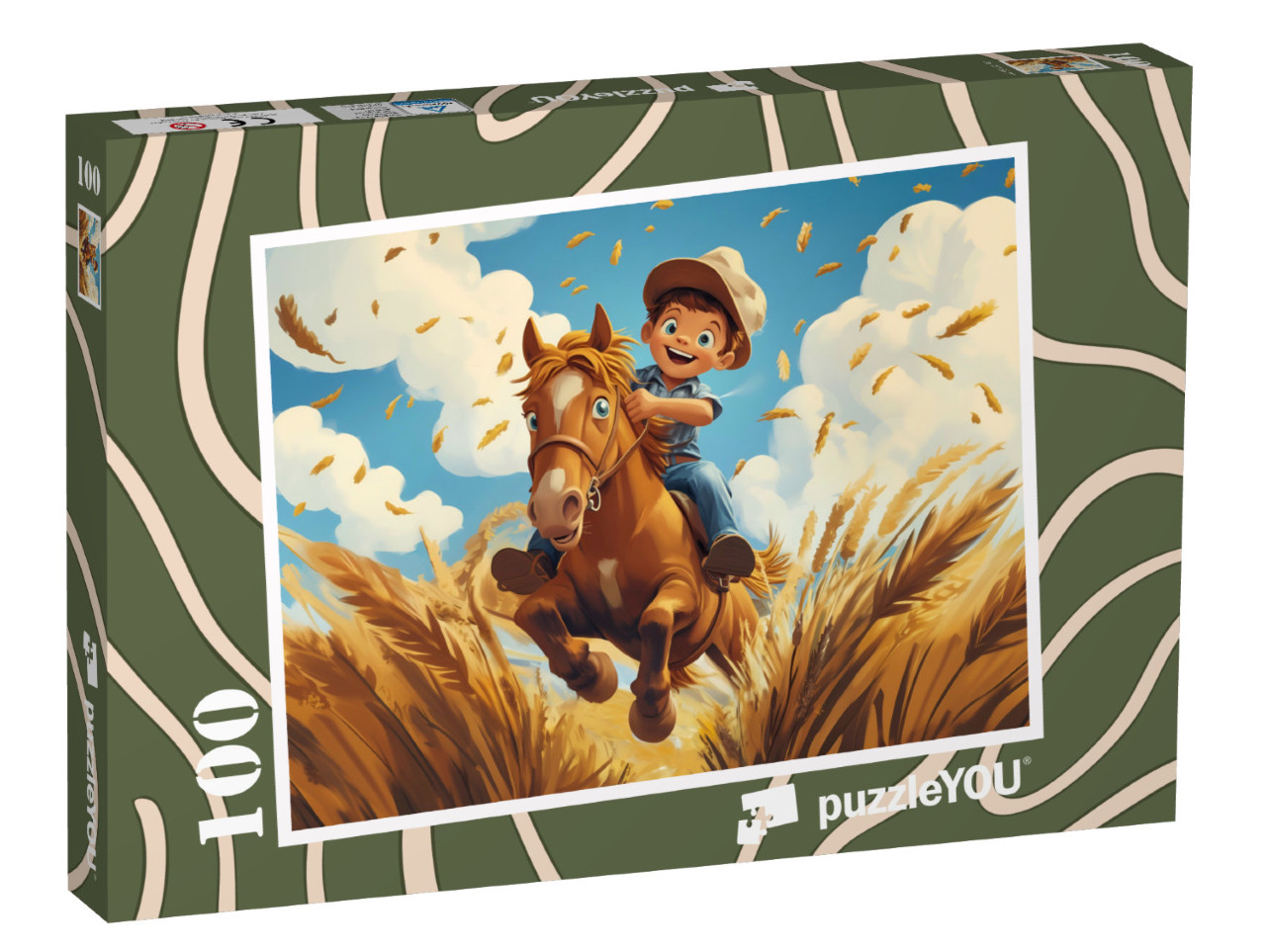 Puzzle 100 Teile „Der kleine Cowboy und sein treues Pferd“