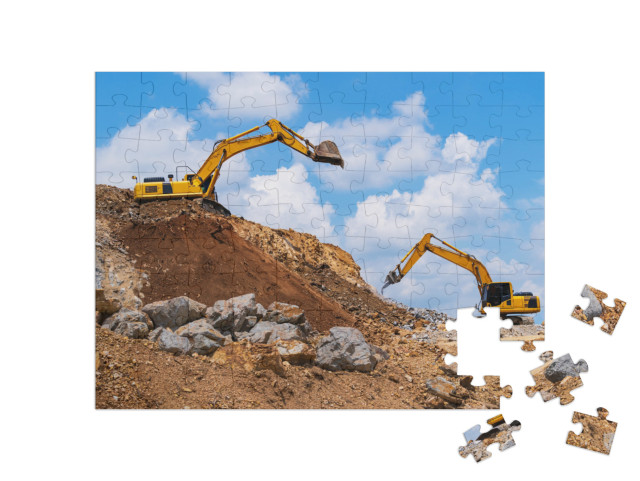 Puzzle 100 Teile „Bagger und Steinbrecher, Bergbau“