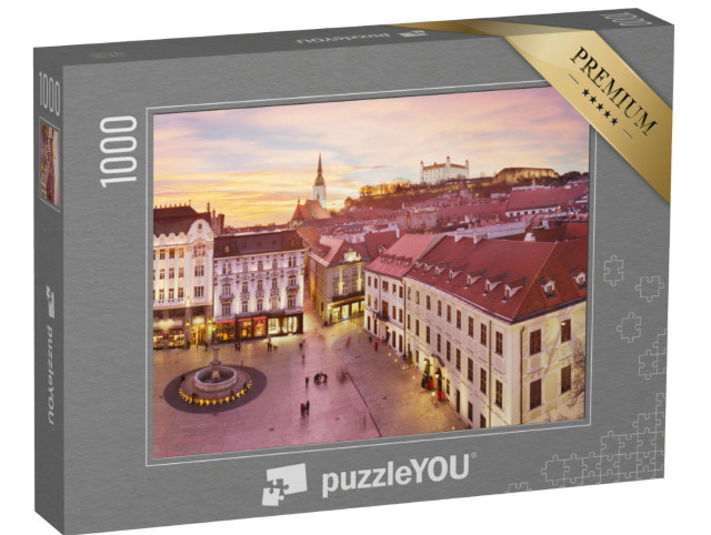 Puzzle 1000 Teile „Panoramablick auf Bratislava im Sonnenuntergang“