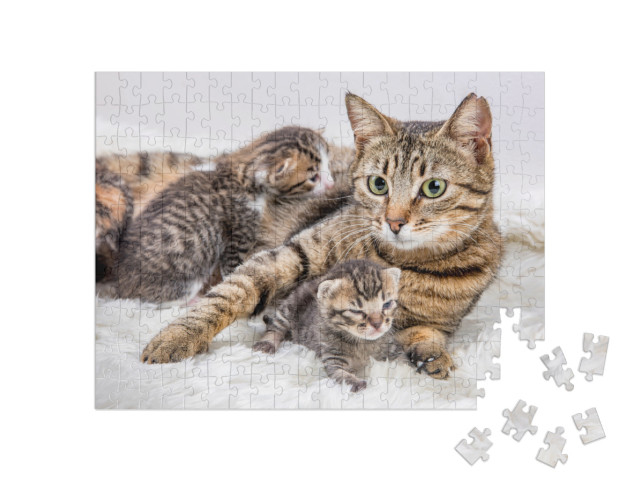 Puzzle 200 Teile „Katzenmutter und Katzenbaby, Kitten“