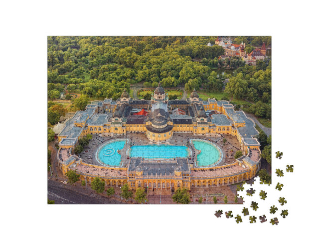 Puzzle 1000 Teile „Luftaufnahme von einem Thermalbad in Budapest, Ungarn, Europa“