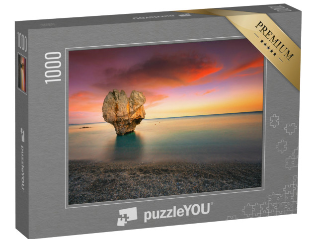 Puzzle 1000 Teile „Einsame Felsskulptur: Herzform, Preveli, Kreta, Griechenland“