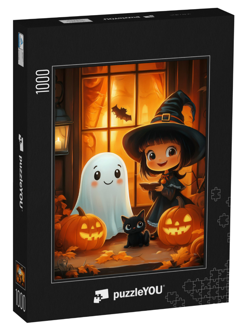 Puzzle 1000 Teile „Gespenst und Hexe an Halloween“