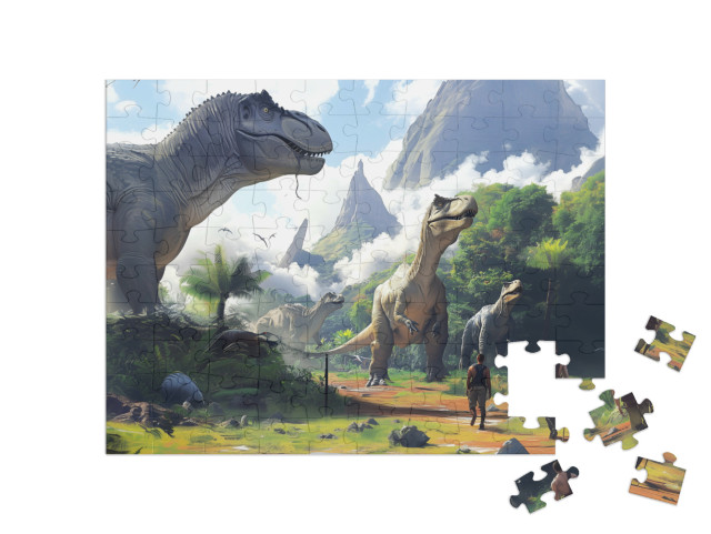 Puzzle 100 Teile „Die vergessene Dino-Insel“