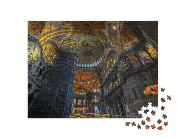 Puzzle 1000 Teile „Atemberaubende Innenansicht der Hagia Sophia. Istanbul, Türkei“