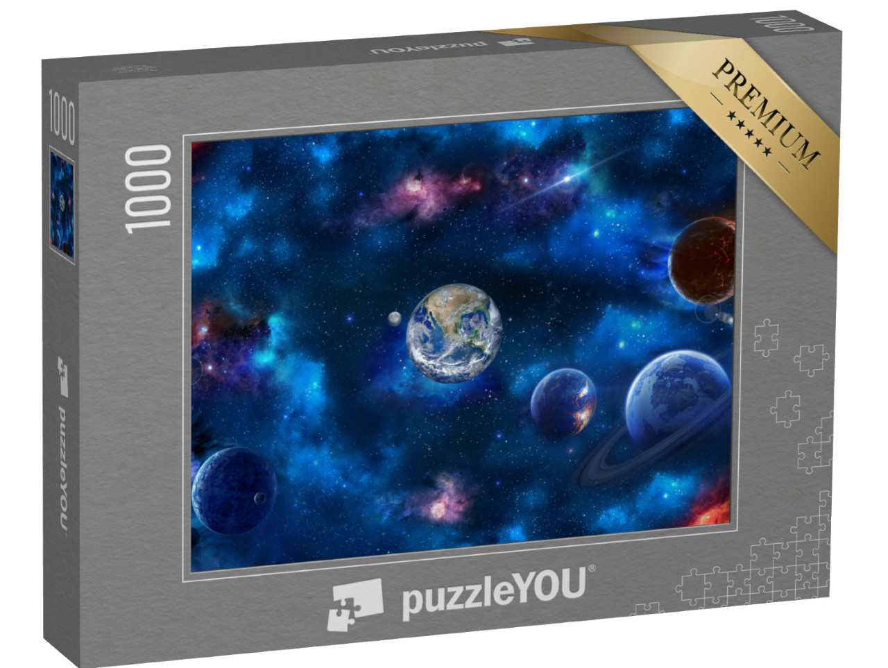 Puzzle 1000 Teile „Weltraumszene mit Planeten, Sternen und Galaxien in hoher Auflösung“