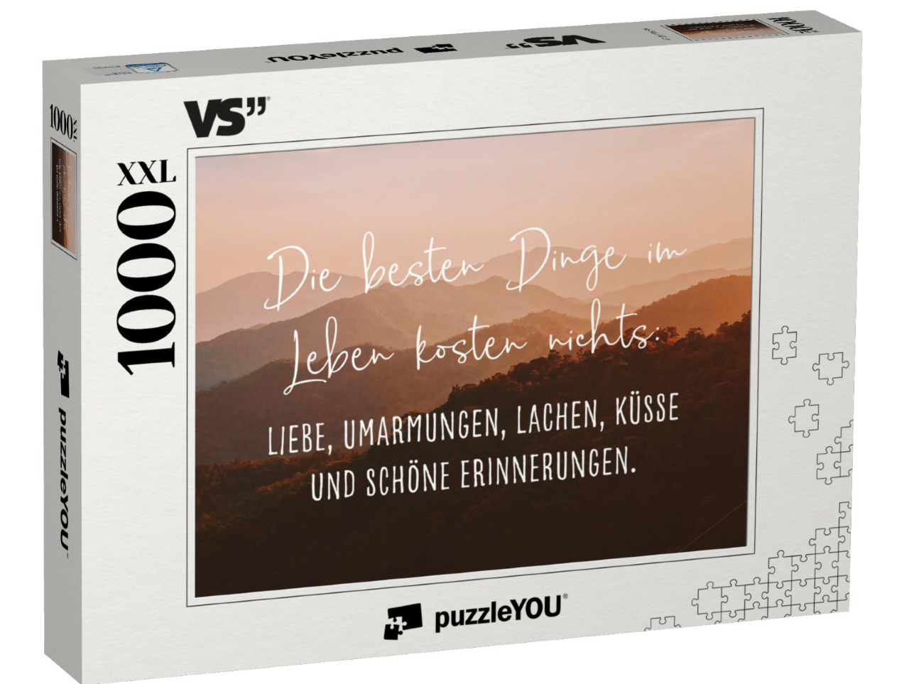 Puzzle 1000 Teile XXL „Die besten Dinge im Leben kosten nichts: Liebe, Umarmungen, Lachen, Küsse und schöne Erinnerungen.“