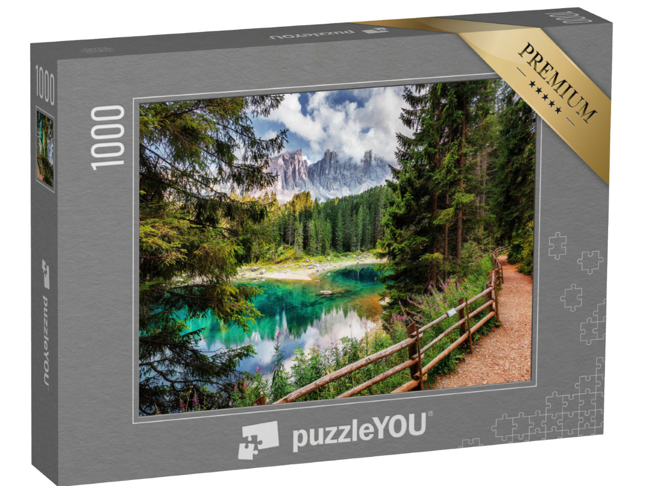 Puzzle 1000 Teile „Lago di Carezza See in den Dolomiten Alpen, Tirol, Italien“