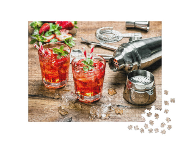 Puzzle 1000 Teile „Erdbeercocktail auf Eis“