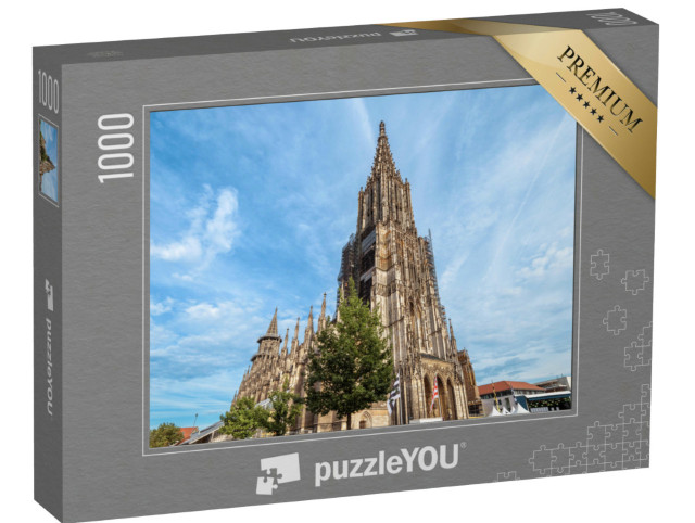 Puzzle 1000 Teile „Ulmer Münster, Deutschland, mittelalterliche Touristenattraktion, blauer Himmel“