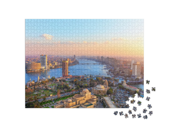 Puzzle 1000 Teile „Luftbild von Kairo bei Sonnenuntergang“