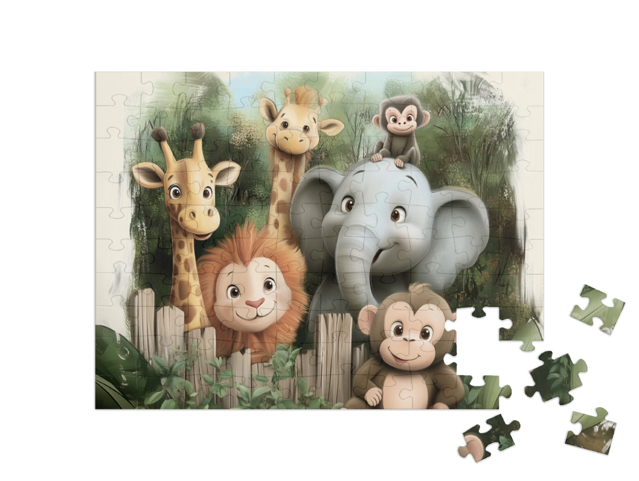 Puzzle 100 Teile „Die wilden Tiere der Serengeti“