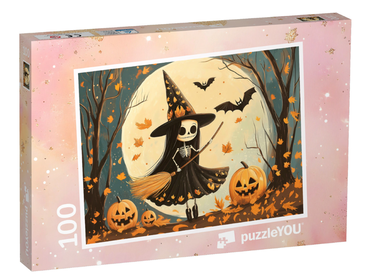 Puzzle 100 Teile „Hexe Martha im Mondschein“