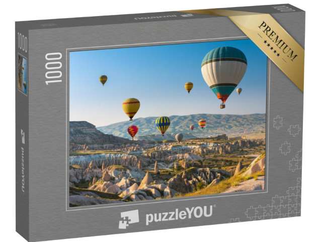 Puzzle 1000 Teile „Heißluftballons im Sonnenuntergang, Kappadokien, Türkei“