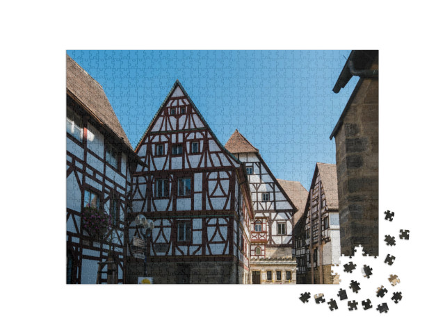 Puzzle 1000 Teile „Fachwerkhäuser am Kirschgarten, Rheinland-Pfalz, Deutschland“