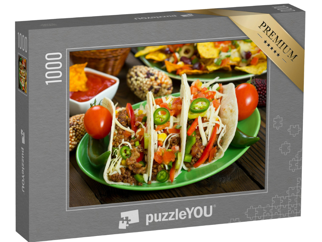 Puzzle 1000 Teile „Frisch zubereitete Rindfleisch-Tacos“