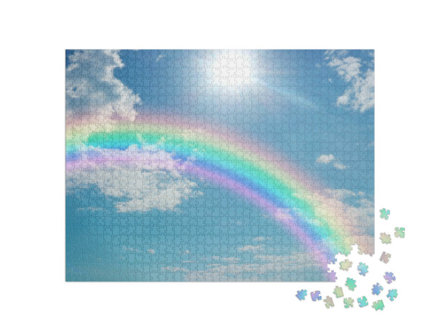 Puzzle 1000 Teile „Regenbogen an strahlendem Himmel“