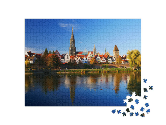 Puzzle 1000 Teile „Blick auf die Altstadt der Donaustadt Ulm“