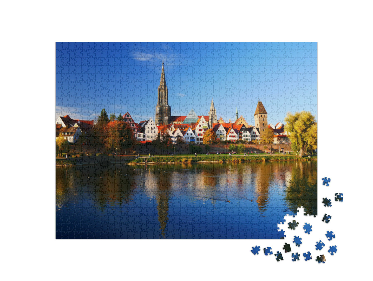 Puzzle 1000 Teile „Blick auf die Altstadt der Donaustadt Ulm“