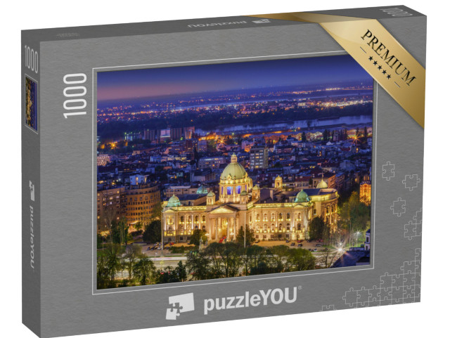 Puzzle 1000 Teile „Nationalversammlung der Republik Serbien bei Nacht“
