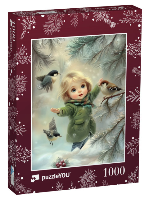 Puzzle 1000 Teile „Kleines Mädchen im Winterwald“