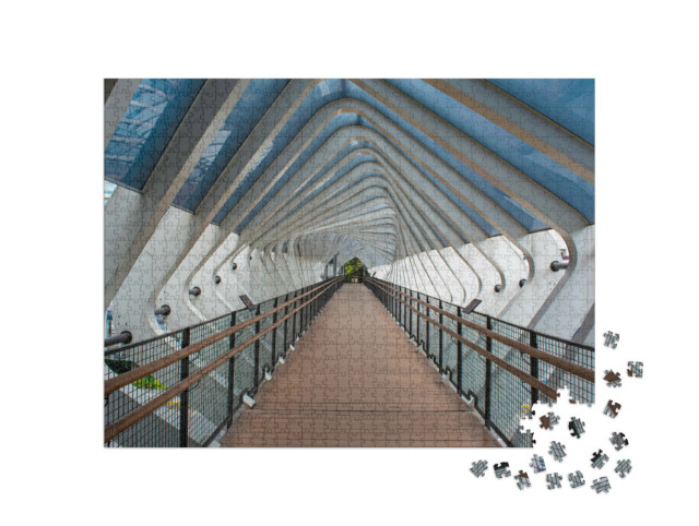 Puzzle 1000 Teile „Fußgängerbrücke im Zentrum Jakartas“
