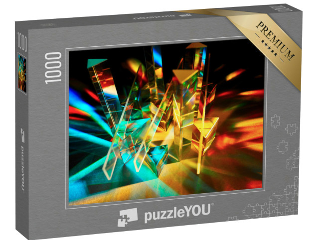 Puzzle 1000 Teile „Dreiecksprisma aus buntem Glas“