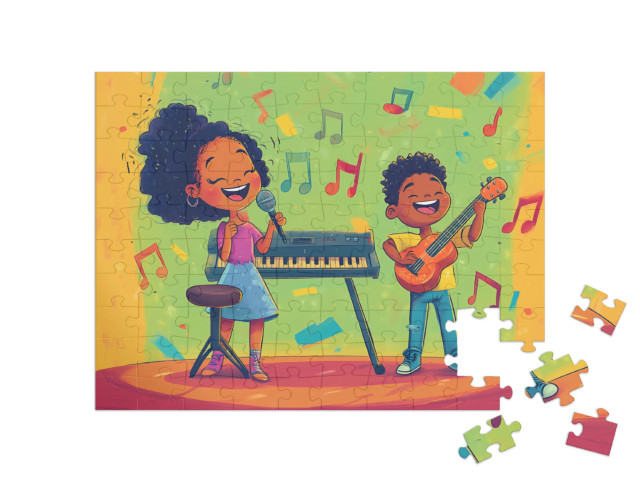 Puzzle 100 Teile „Ein buntes Musik-Konzert“