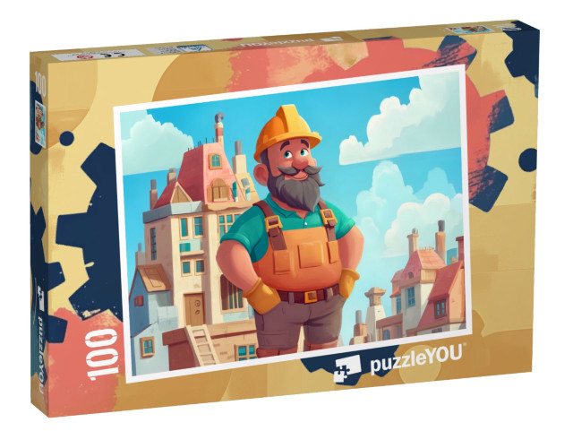Puzzle 100 Teile „Der kräftige Bauarbeiter erschafft Großes“