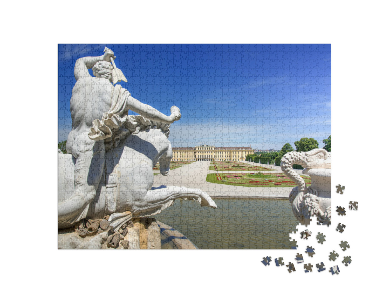 Puzzle 1000 Teile „Neptunbrunnen und das prächtige Schloss Schönbrunn in Wien“