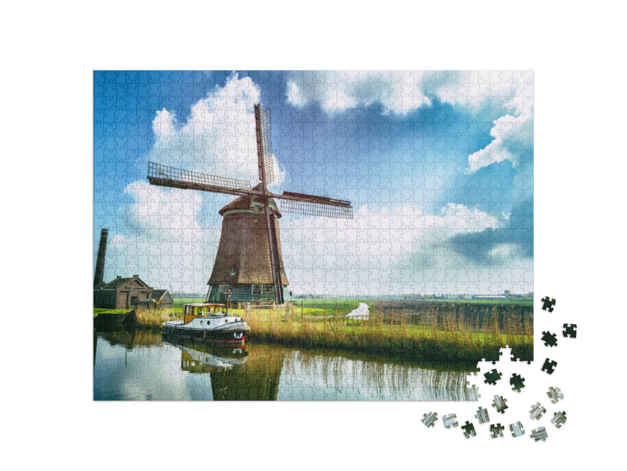 Puzzle 1000 Teile „Traditionelle holländische Windmühle, Niederlande“