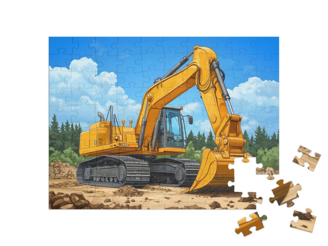 Puzzle 100 Teile „Ein Bagger mit viel Power“