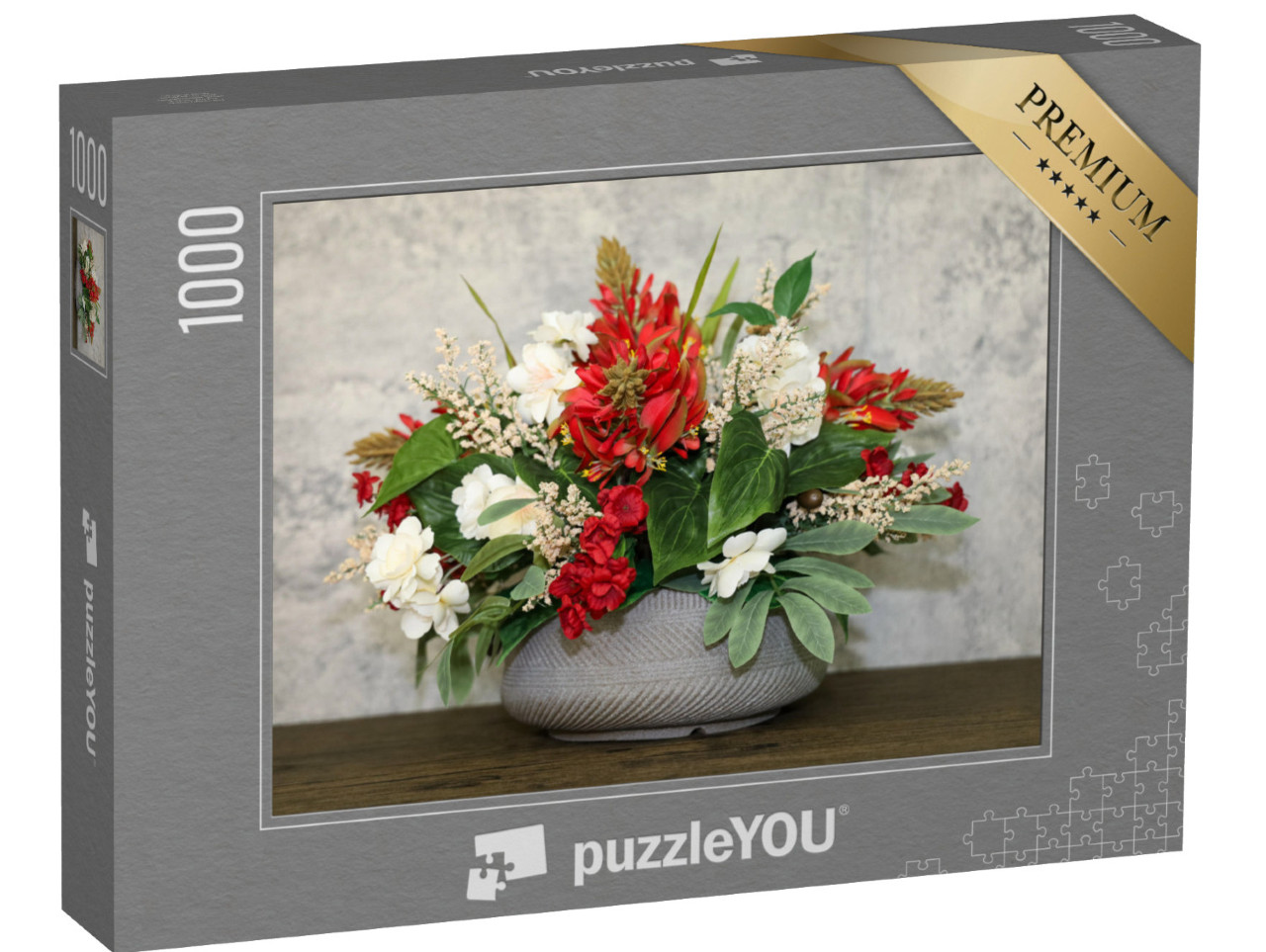 Puzzle 1000 Teile „Arrangement mit roten und elfenbeinfarbenen Blumen“