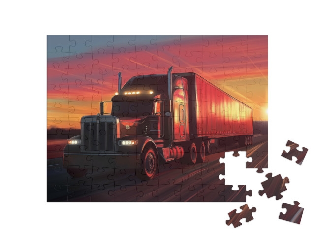 Puzzle 100 Teile „LKWs voller Abenteuer“