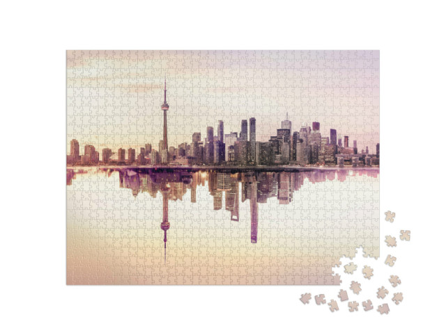 Puzzle 1000 Teile „Die Skyline von Toronto, spiegelndes Wasser“