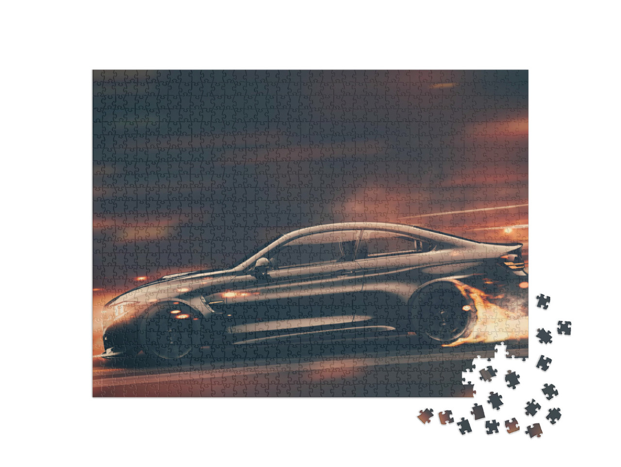 Puzzle 1000 Teile „Ein schwarzer Sportwagen“