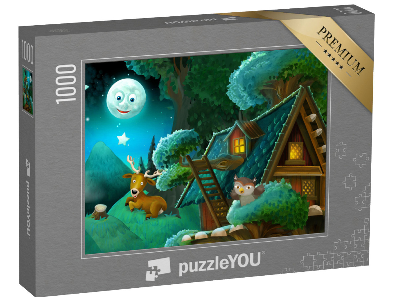 Puzzle 1000 Teile „Märchenhafte Illustration: Tiere im Wald“