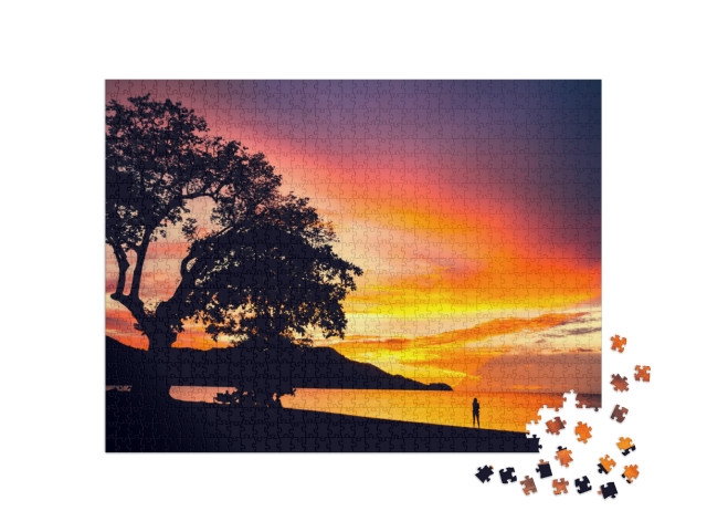 Puzzle 1000 Teile „Sonnenuntergang am Coco Strand, Guanacaste, Costa Rica“